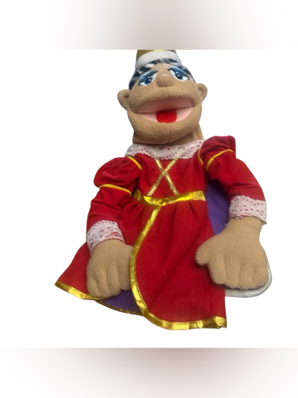 Melissa & Doug Red Princess Hand Puppet with Gold Trim and Purple Lining